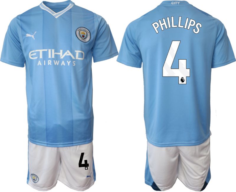 Men 2023-2024 Club Manchester City home Light blue 4 Soccer Jersey